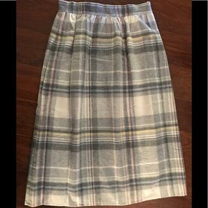 Vintage plaid wool blend skirt, gray and cream